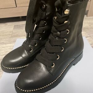 ANTONIO MELANI Black Combat Boots with Gold Accents